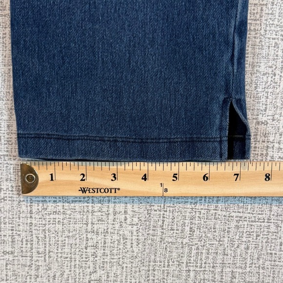 Women with Control Indigo Blue Pull On Crop Jeans High Rise QVC L Tummy Control - Picture 4 of 7